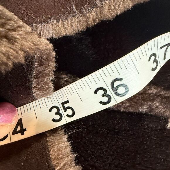 Brown Teddy Faux Fur Hood Trim Jacket - Picture 5 of 9